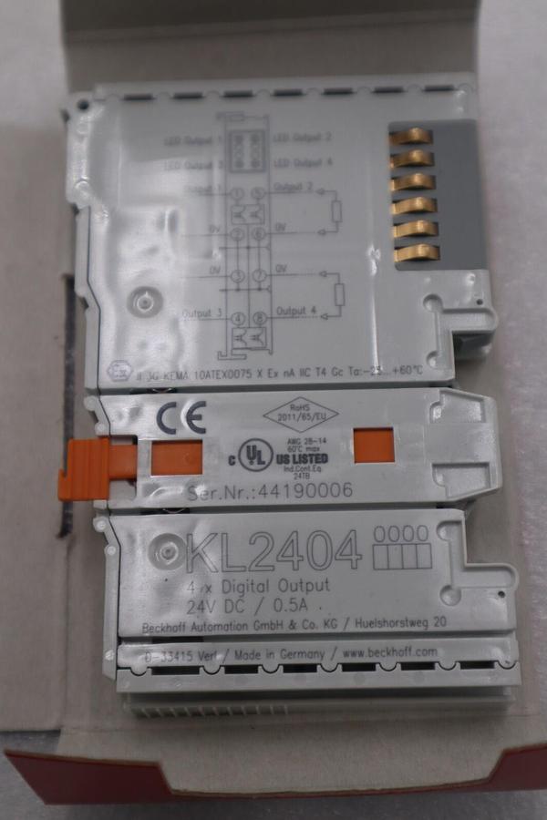 Used BECKHOFF KL2404 DIGITAL OUTPUT TERMINAL 2-WIRE 4-CHANNEL 4 OUTPUTS STOCK G936A