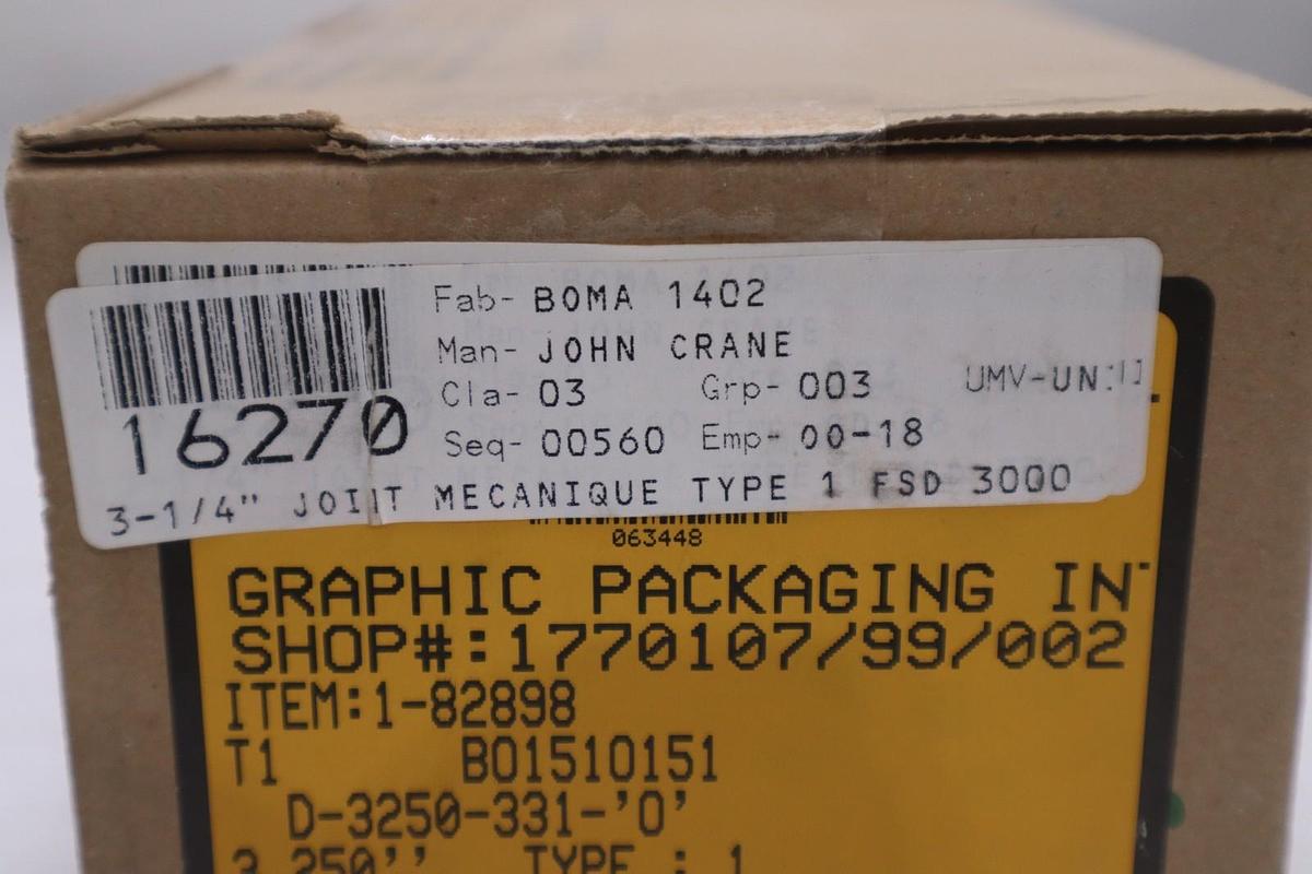 John Crane FSD3000 Spring Seal Assembly 3-1/4" NEW IN BOX STOCK GF-938