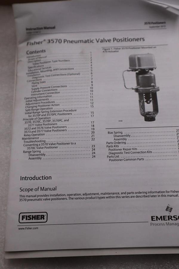 Used FISHER CONTROLS 3570-462-18911 PNEUMATIC VALVE POSITIONERS - STOCK GF392