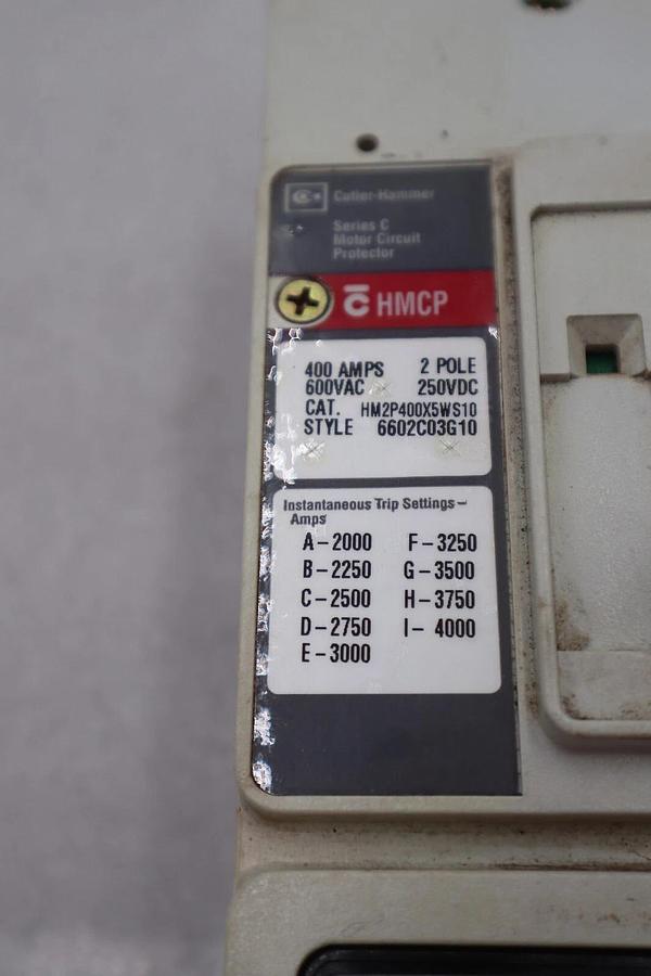 Used CUTLER-HAMMER HM2P400X5WS10 MOTOR CIRCUIT PROTECTOR SERIES C STOCK #3206