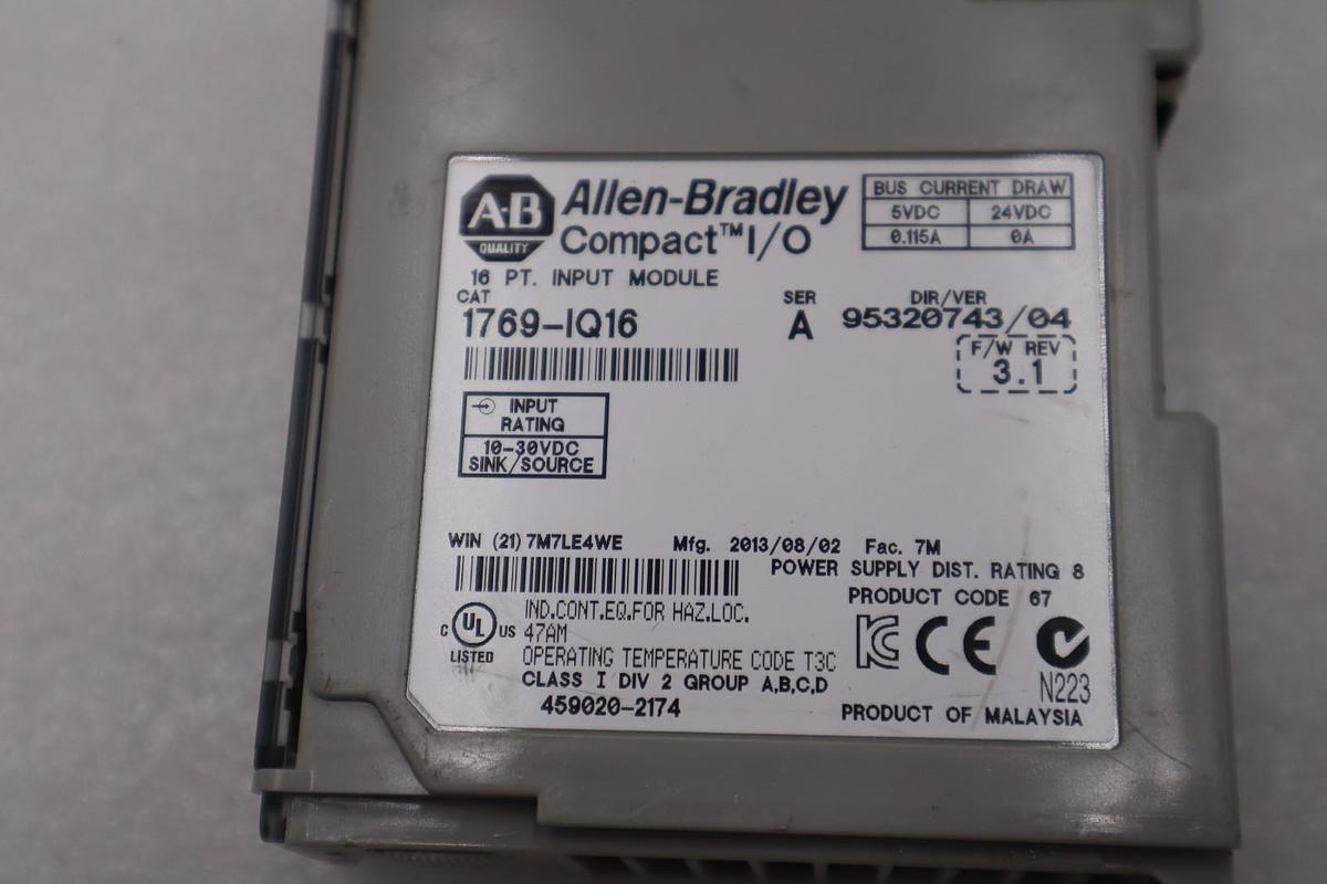 Used AB ALLEN-BRADLEY 1769-IQ16 SERIES A INPUT MODULE STOCK H1385A