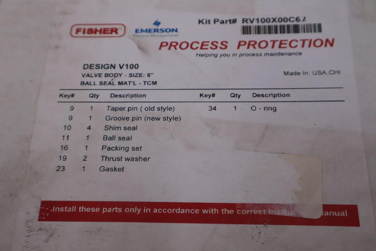 Used Repair Kit Fisher Controls RV100X00C62 New STOCK 134A