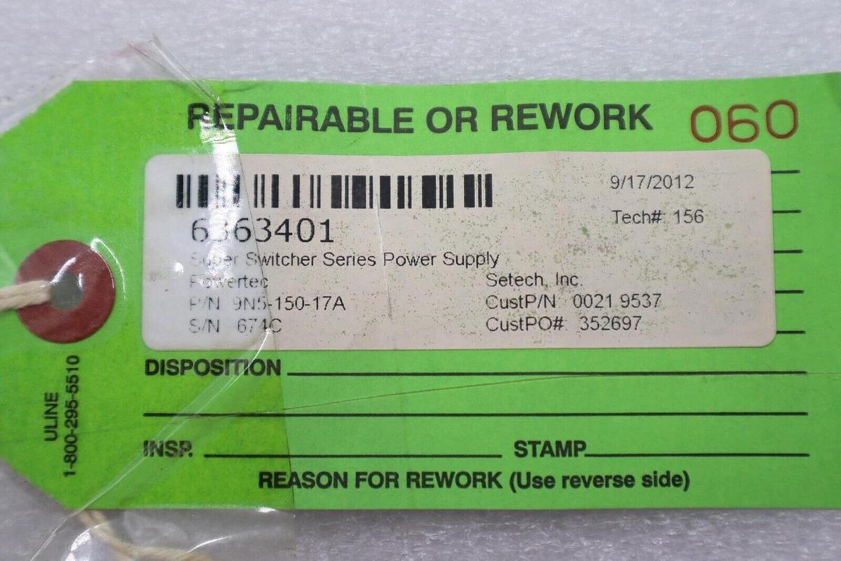 Used POWERTEC DC POWER SUPPLY MODEL 9N5-150-17C SUPER SWITCHER STOCK #1003A