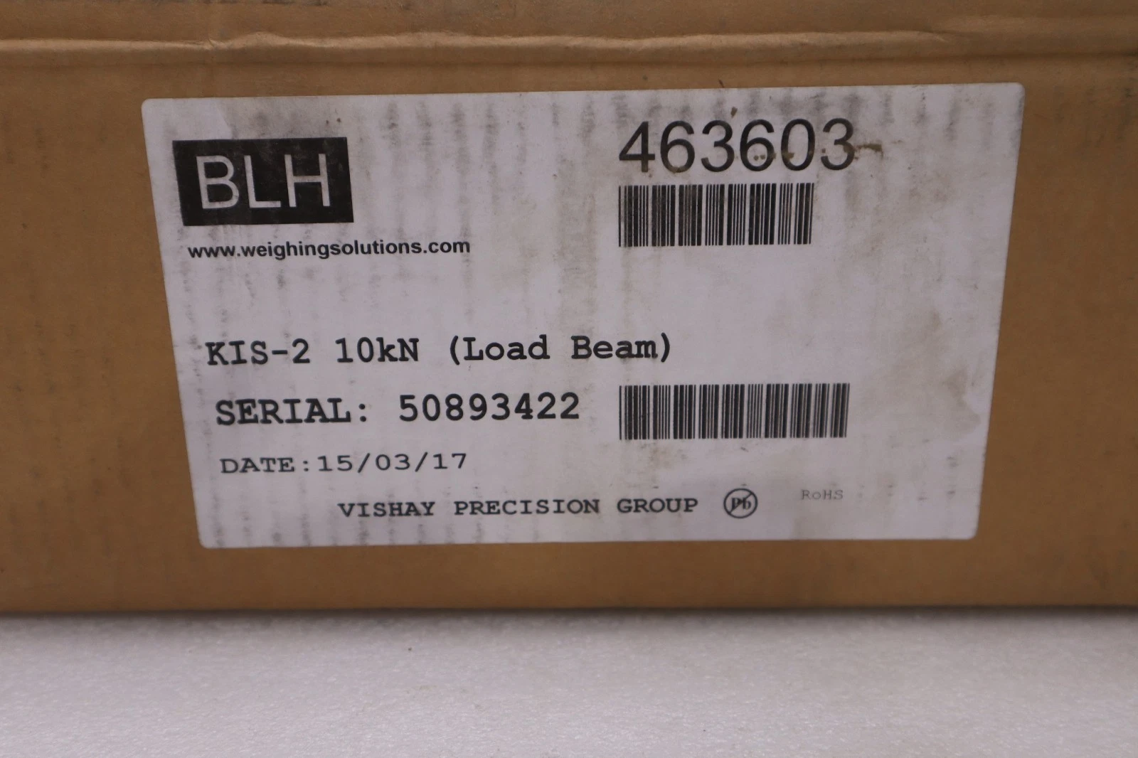 Used BLH ELECTRONICS KIS-2-10-KN LOAD BEAM CELL - NEW IN BOX - STOCK GF1041