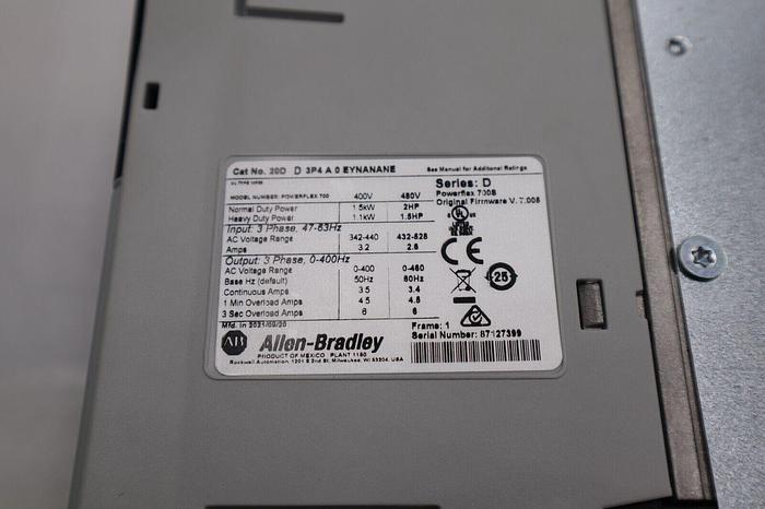 ALLEN BRADLEY 20DD3P4A0EYNANANE POWERFLEX 700S MANUFACTURED 2021 2 HP STOC 1822
