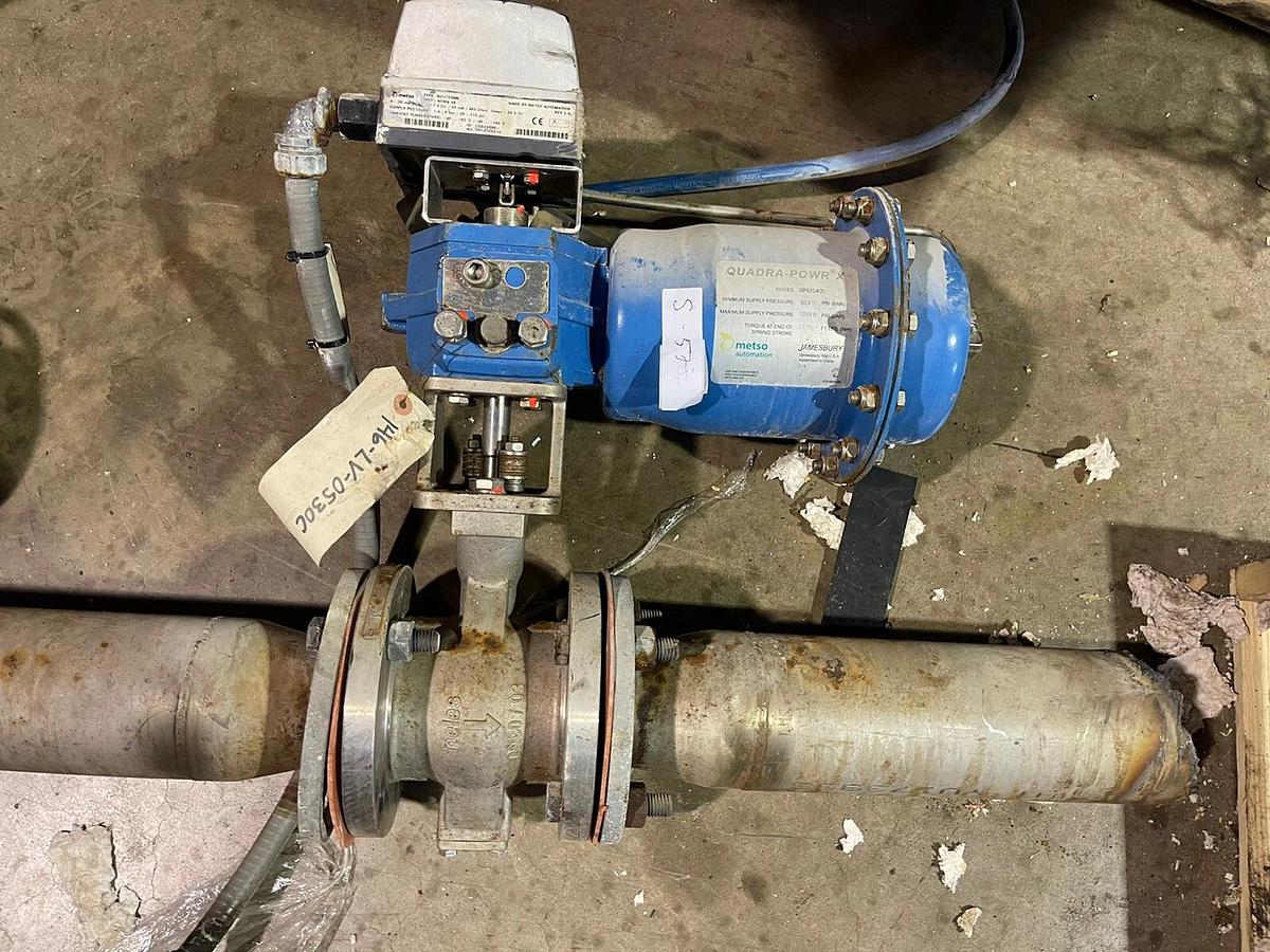 Used 3" JAMESBURY QUADRA-POWR X METSO QPX2C/K20 100PSI V-BALL VALVE NELES S-57 W-24