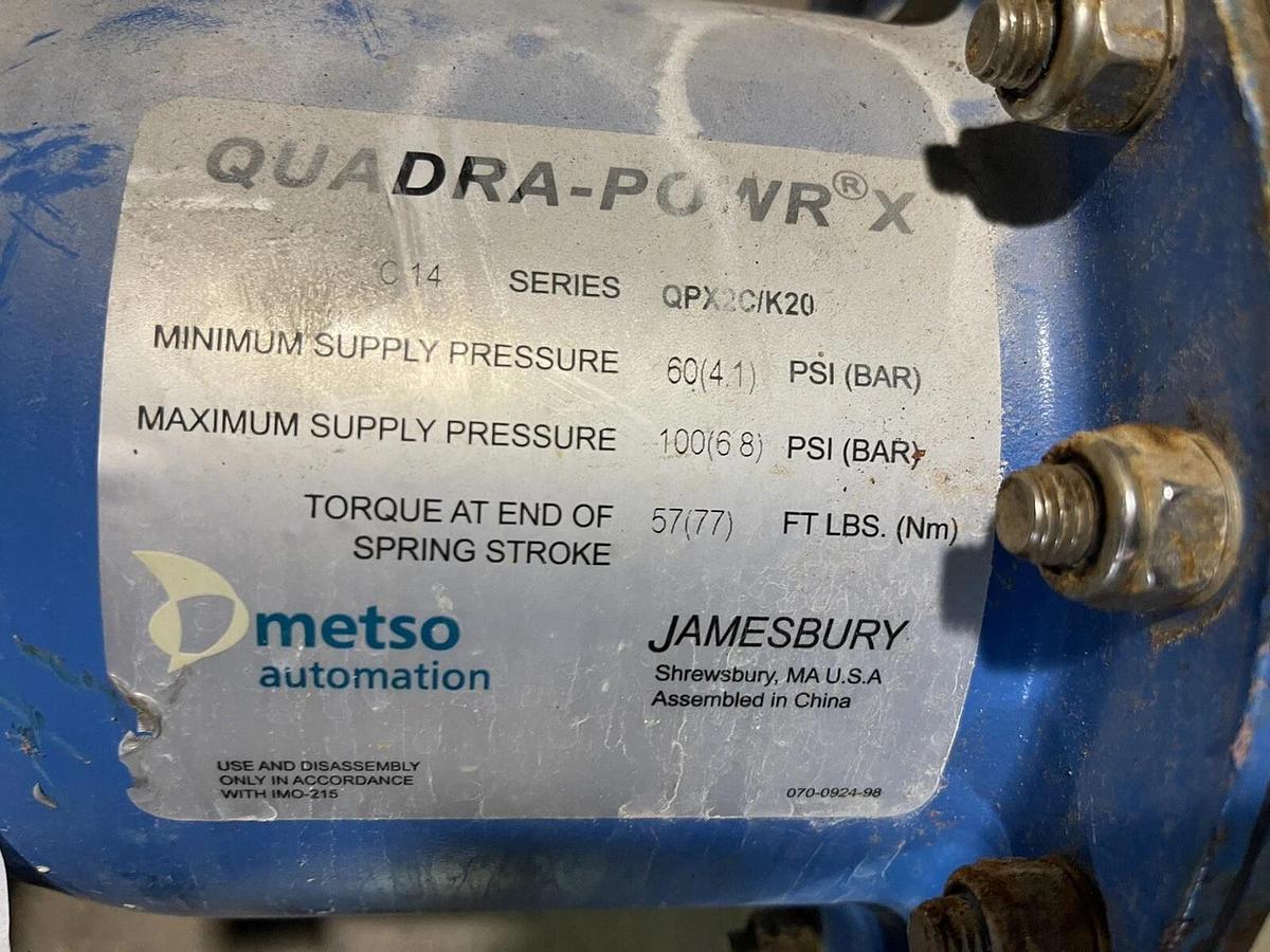 Used 3.5" JAMESBURY QUADRA-POWR X METSO QPX2C/K20 100PSI V-BALL VALVE NELES S-52 W-27