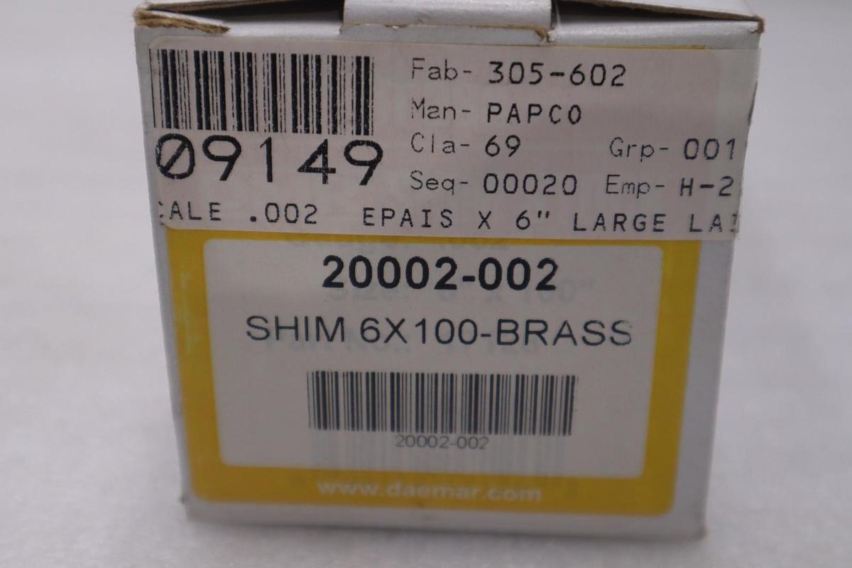 Used PAPCO SHIM 6X100-BRASS STOCK #4006B