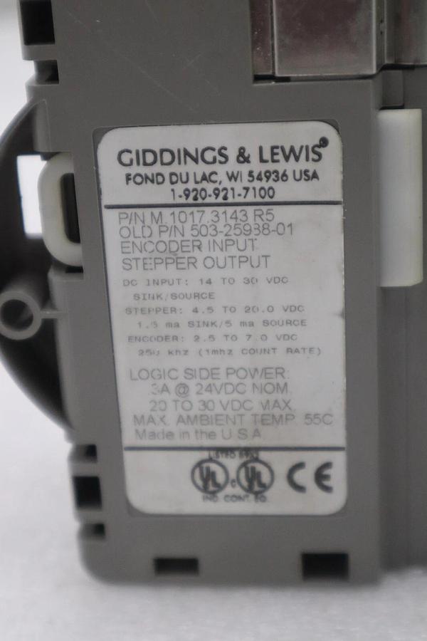 Used GIDDINGS & LEWIS M.1017.3143 R5 STEPPER OUTPUT ENCODER INPUT STOCK 658-D