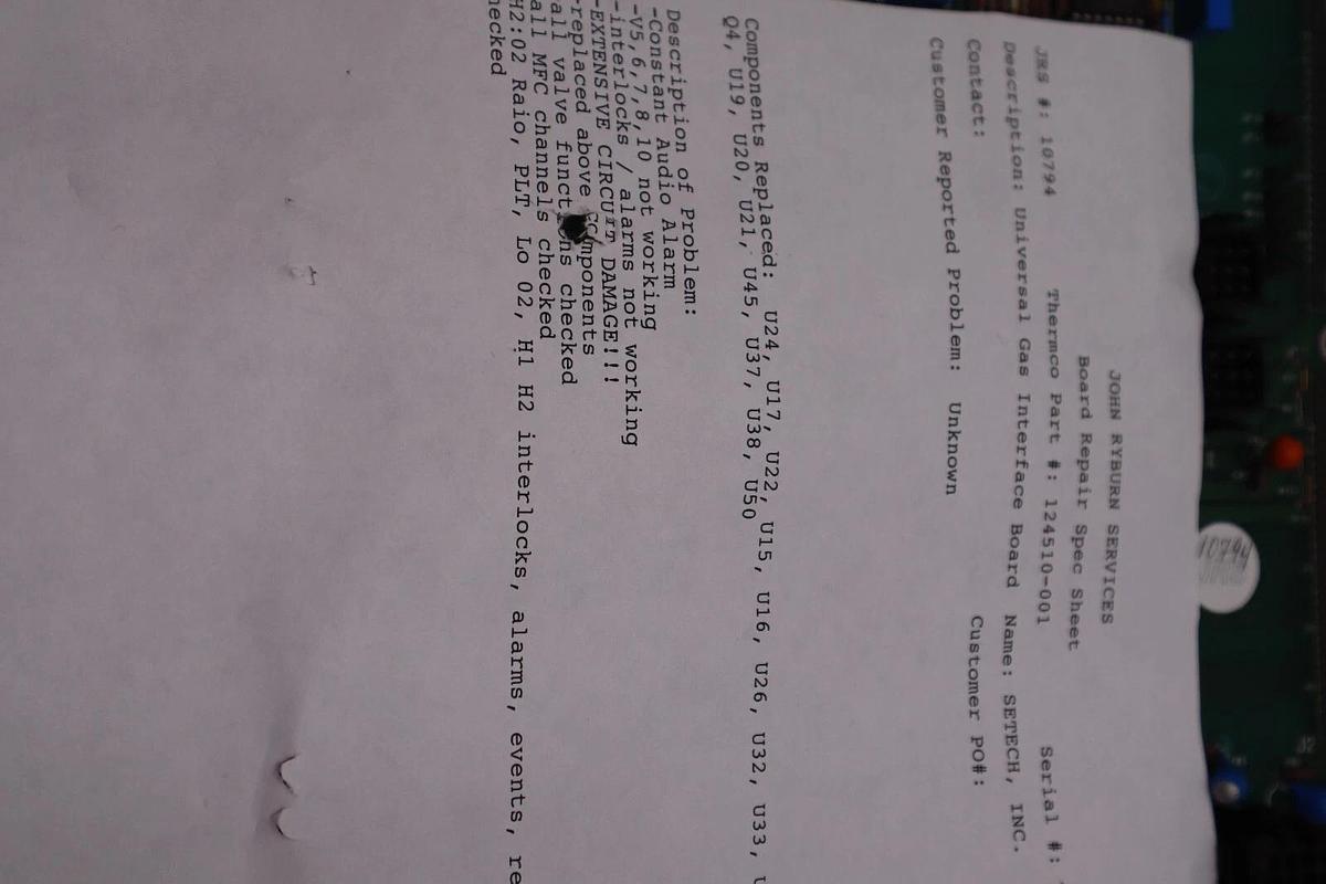 Used NEW Thermco Tmx-90Xx Gas Interface Bd 124510-001 124510001 STOCK #2708