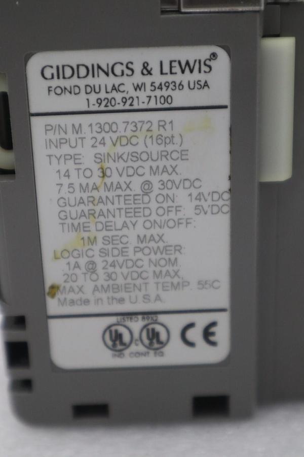 Used GIDDINGS & LEWIS M.1300.7372 R1 Input Module 24VDC SINK/SOURCE STOCK 651-D