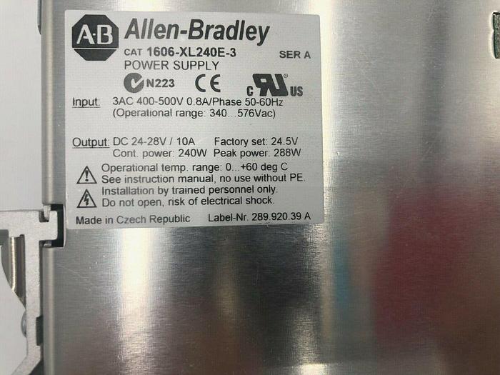 Used ALLEN BRADLEY 1606-XL240E-3 SER A POWER SUPPLY 480V STOCK 979