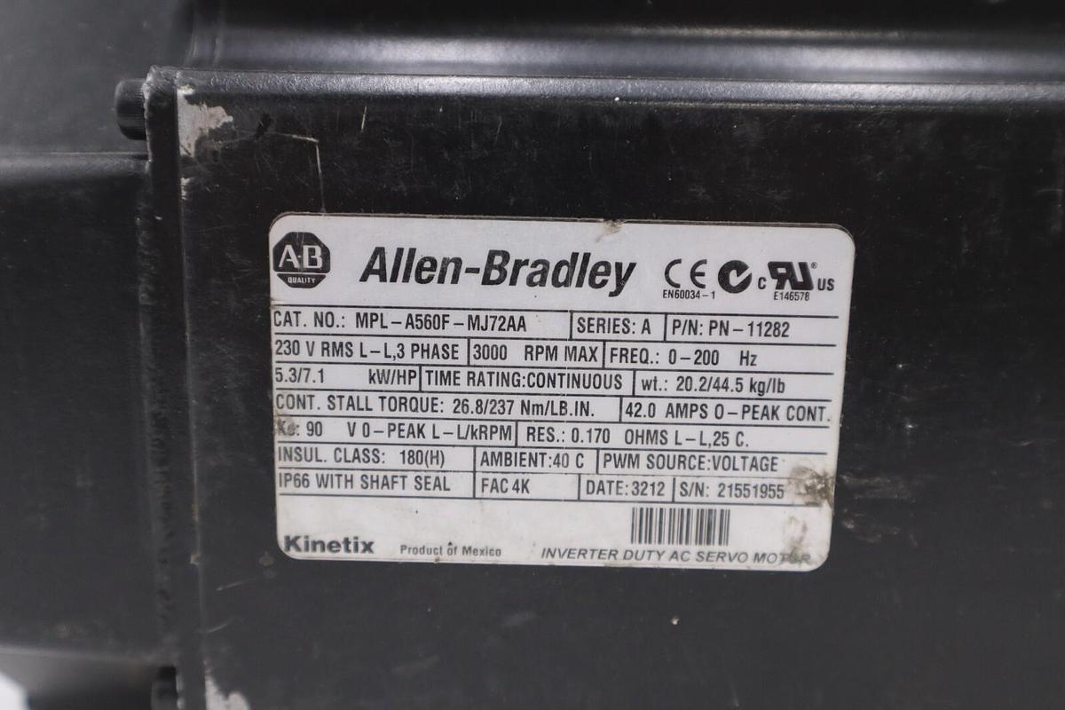 Used MPL-A560F-MJ72AA ALLEN BRADLEY KINETIX SERVO MOTOR REFURBISHED STOCK 620D