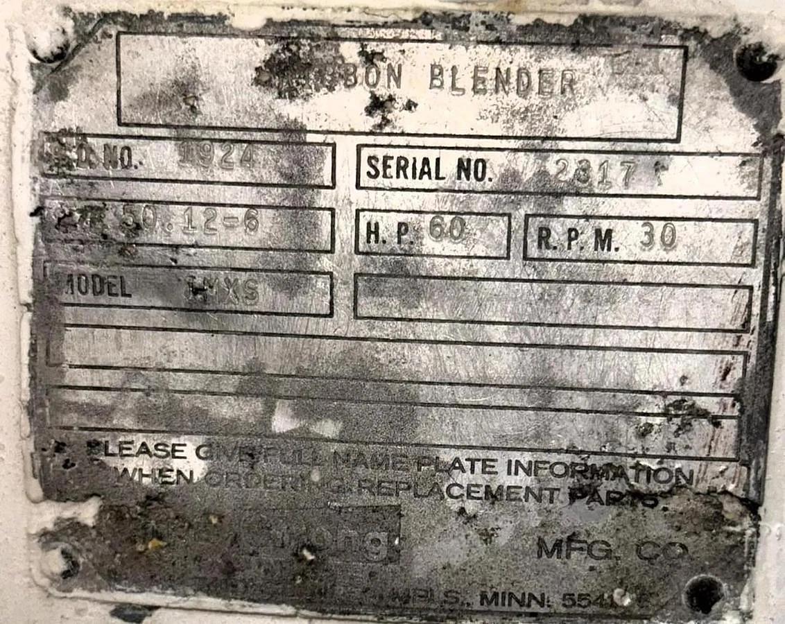 Used STRONG SCOTT STAINLESS STEEL DOUBLE SPIRAL RIBBON BLENDER APPROX 193 CUBIC FEET