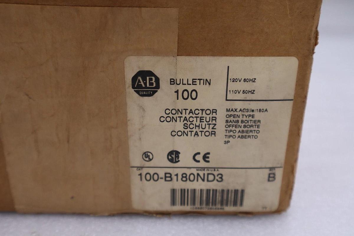 Used ALLEN BRADLEY 100-B180ND3 SER. B 110/120V 180A NEW IN BOX STOCK H33