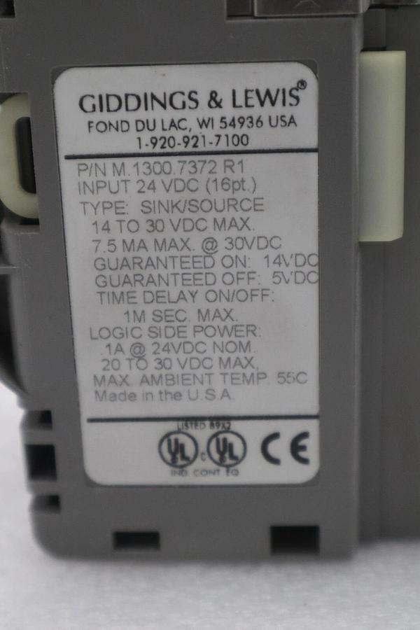 Used GIDDINGS & LEWIS M.1300.7372 R1 Input Module 24VDC SINK/SOURCE STOCK 650-D