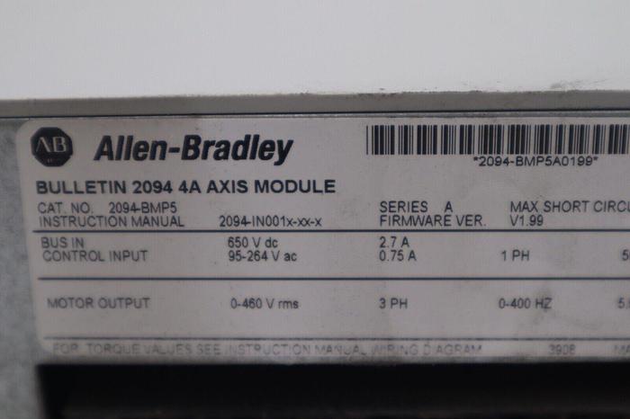 Used Allen-Bradley Bulletin 2094-BMP5/A Kinetix 6000 4 Amp Axis Module STOCK #5013