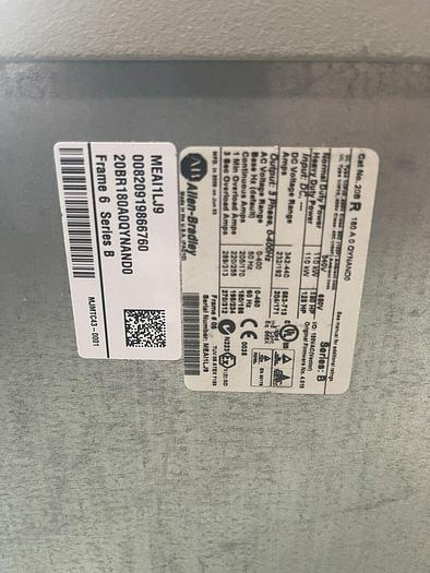 Used Allen Bradley 20BR180A0QYNAND0 SERIES B POWERFLEX 700 DRIVE VFD 150 HP S-154