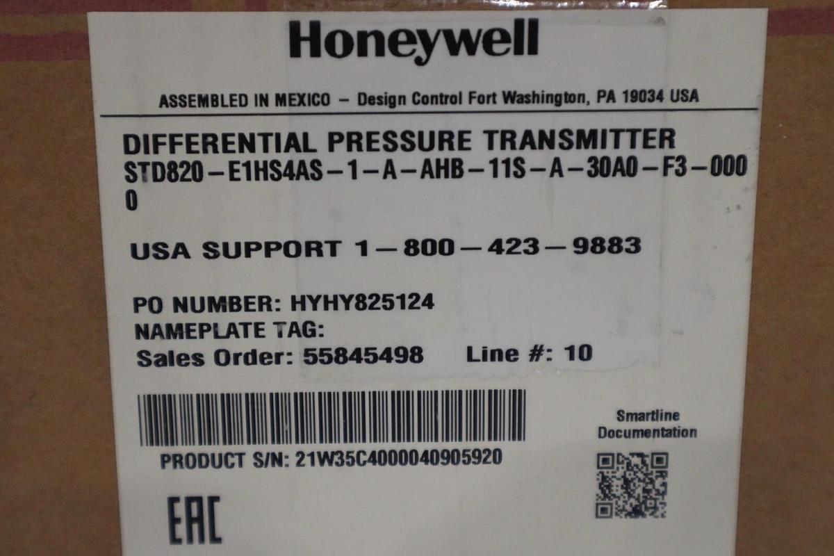 HONEYWELL STD820-E1HS4AS-1-A-AHB-11S-A-30A0-F3-0000 / STD820 TRANSMITTER #G394