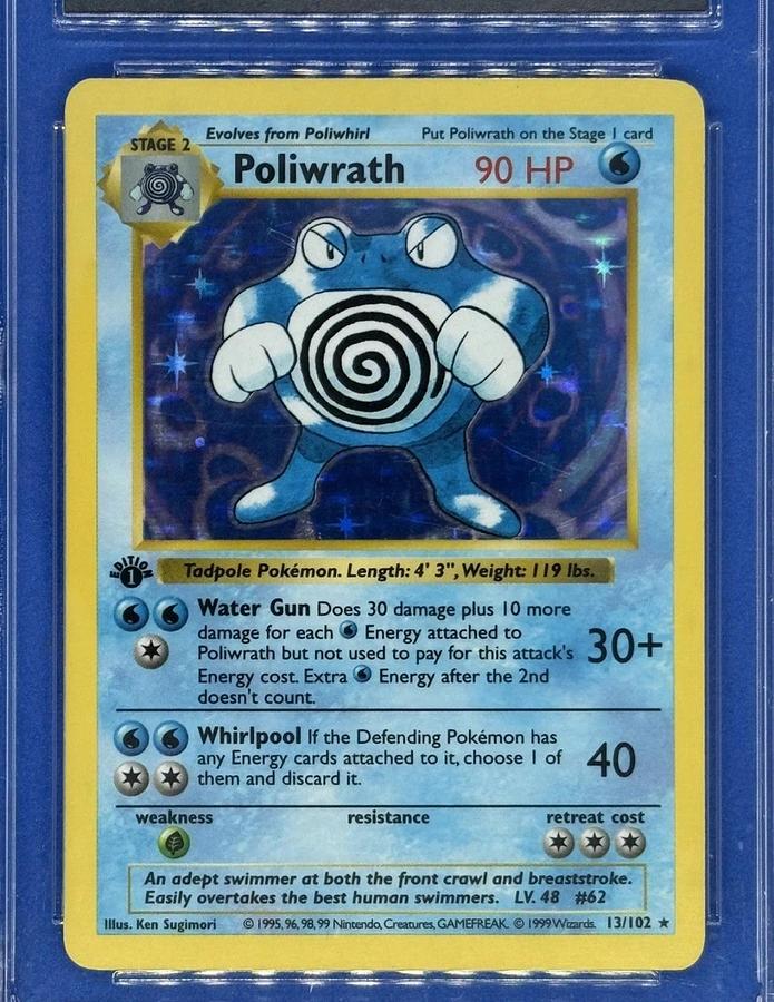 Used 1999 POKEMON BASE SET 1ST EDITION #13 POLIWRATH-HOLO CGC WORLD RECORD GRAY 1/1