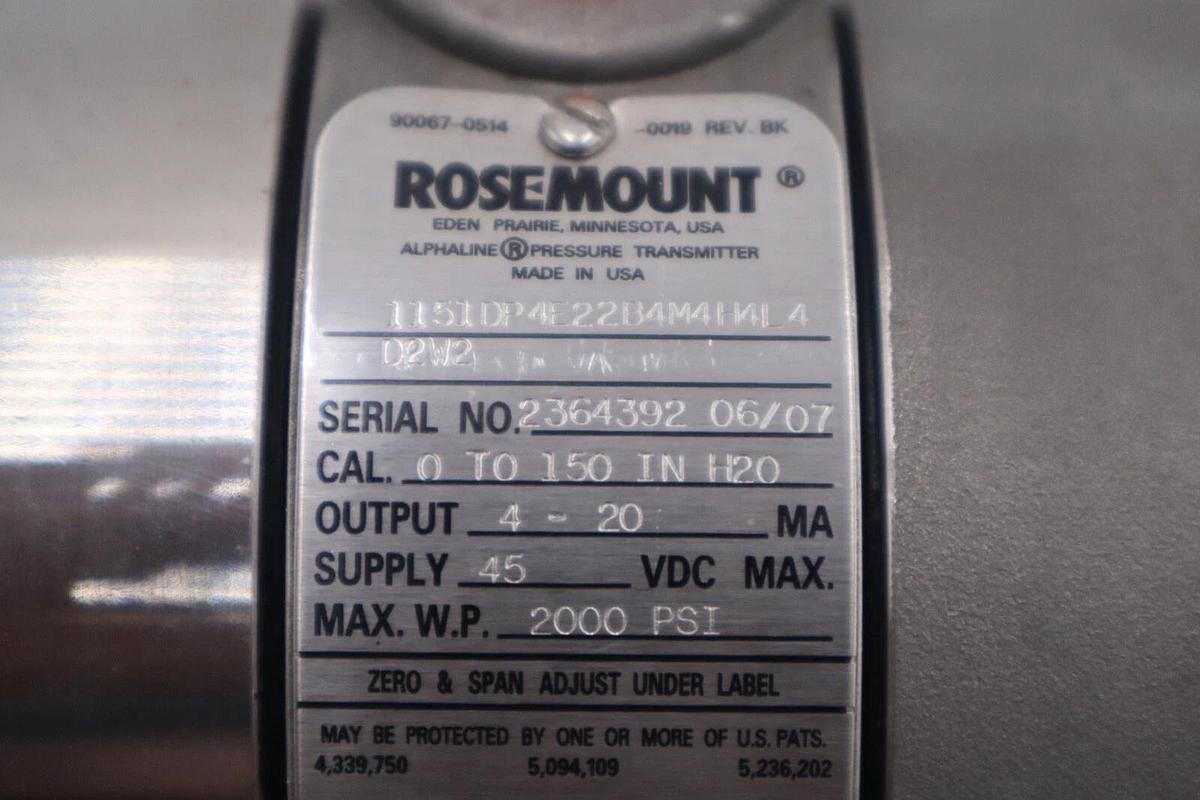 ROSEMOUNT 1151DP4E22B4M4H4L4 ANALOG PRESSURE TRANSMITTER #5400