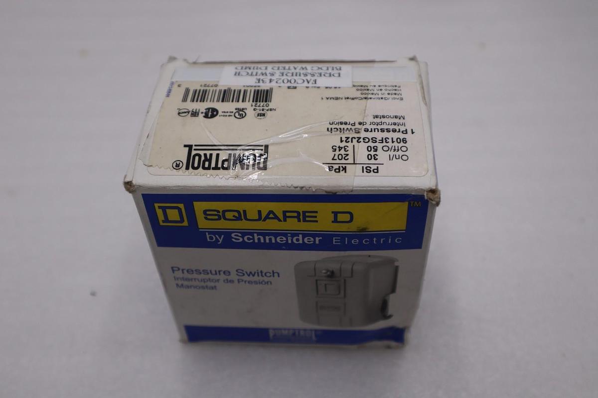 Used SQUARE D PUMPTROL PRESSURE 9013FSG2J21U SWITCH STK 3286A