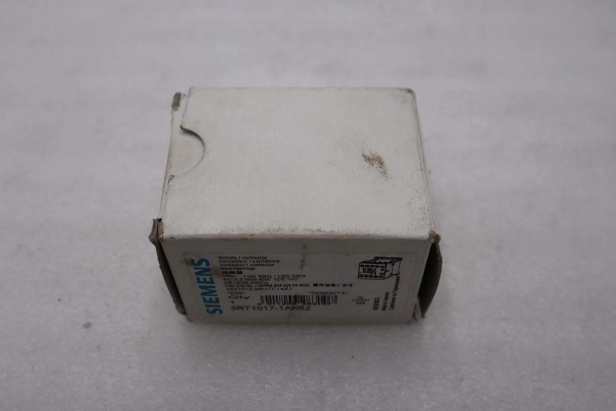 Used SIEMENS 3RT1017-1AK62 CONTACTOR - NEW IN BOX -STOCK H536A