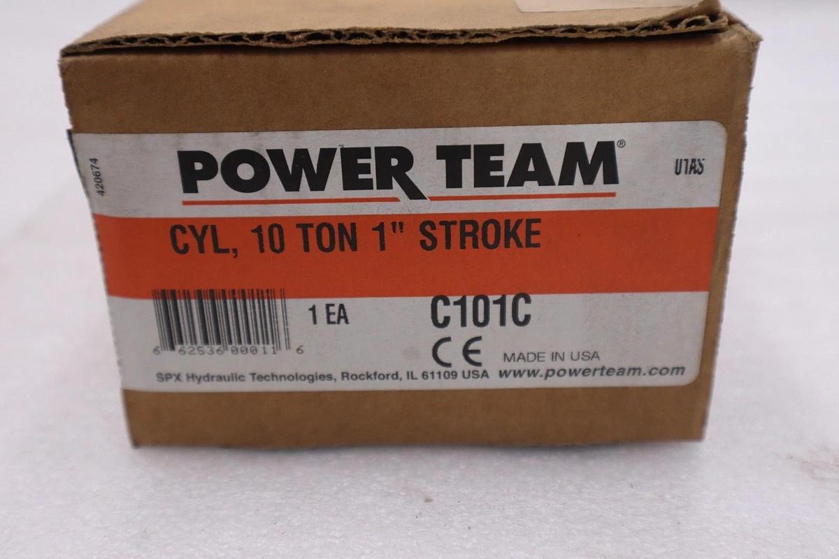 Used POWER TEAM C101C HYDRAULIC CYLINDER 10-TON 1"-STROKE SINGLE ACTING - STK GF207A