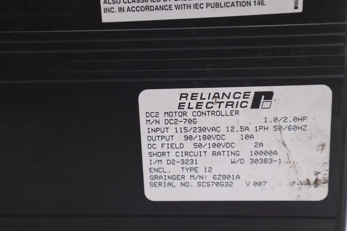 Used Reliance Electric Drive DC2 Motor Controller DC2-70G 115/230VAC  #4123