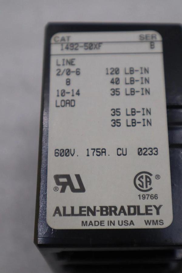 NEW OPEN BOX AB ALLEN BRADLEY 1492-50XF POWER TERMINAL BLOCK SER-B STK K3973CC