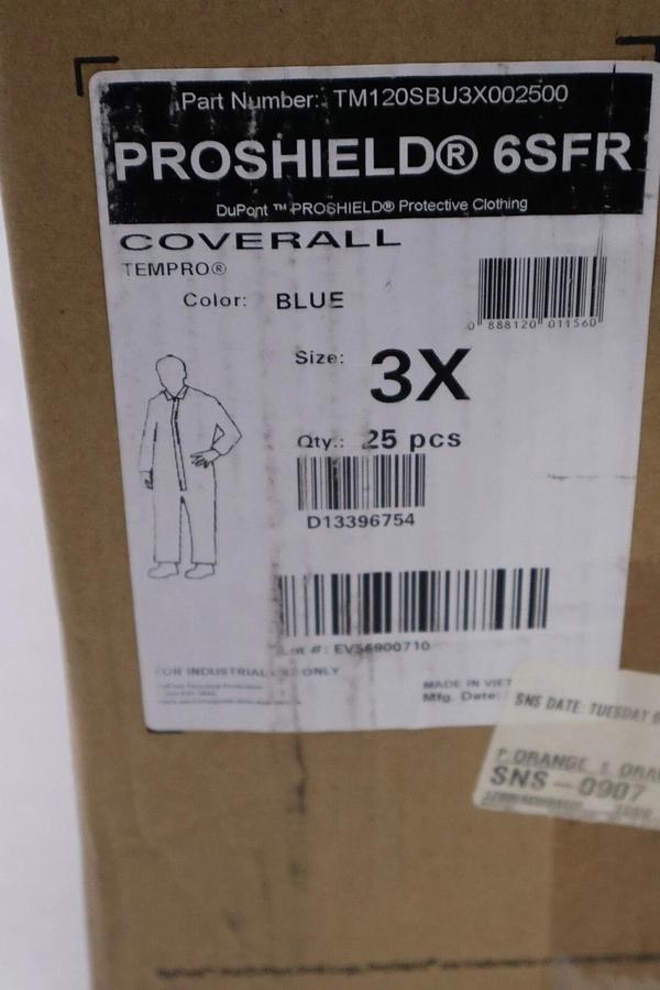 PROSHIELD TM120SBU2X002500 CASE OF 25 COVERALL BLU 2X OPEN WR/ANK FR TEMPRO H298