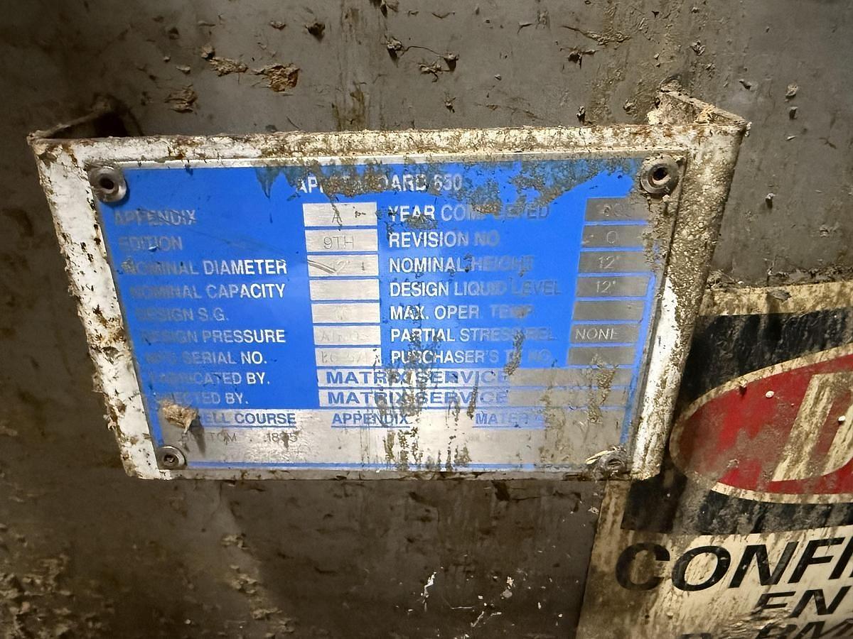 Used 10,000 GALLON MATRIX SERVICE 12' DIAMETER X 12' TALL 316L STAINLESS STEEL TANK