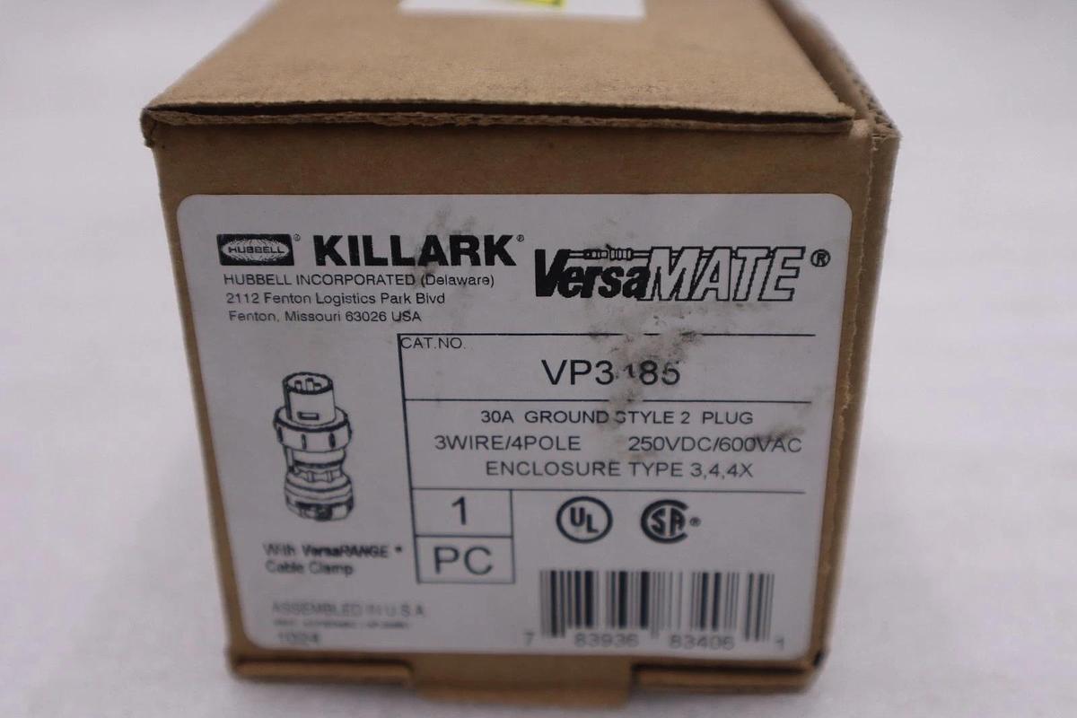 KILLARK VP3485 30A GROUND STYLE 2 PLUG, 3-WIRE 4-POLE - STOCK 3707CC 783936834061