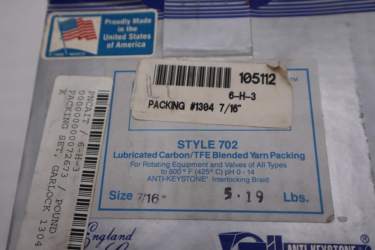 ANTI-KEYSTONE STYLE 702 LUBRICATED CARBON/TFE BLENDED YARN PACKING - STK GF501