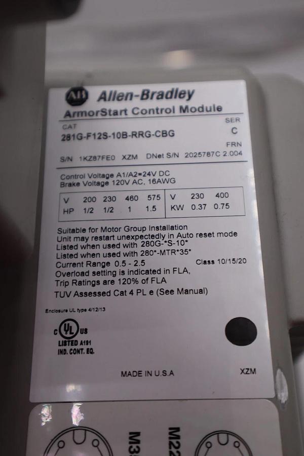 Used ALLEN BRADLEY 281G-F12S-10B-RRG-CBG /C  AMORSTART MODULE 280G-FS-10-RG STK 2911