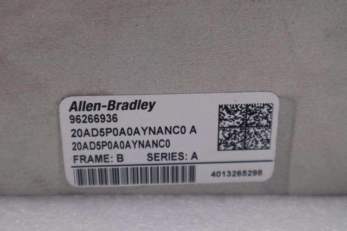 Used NEW 2022 ALLEN BRADLEY 20AD5P0A0AYNANC0 POWERFLEX 70 480 VAC DRIVE STOCK H121