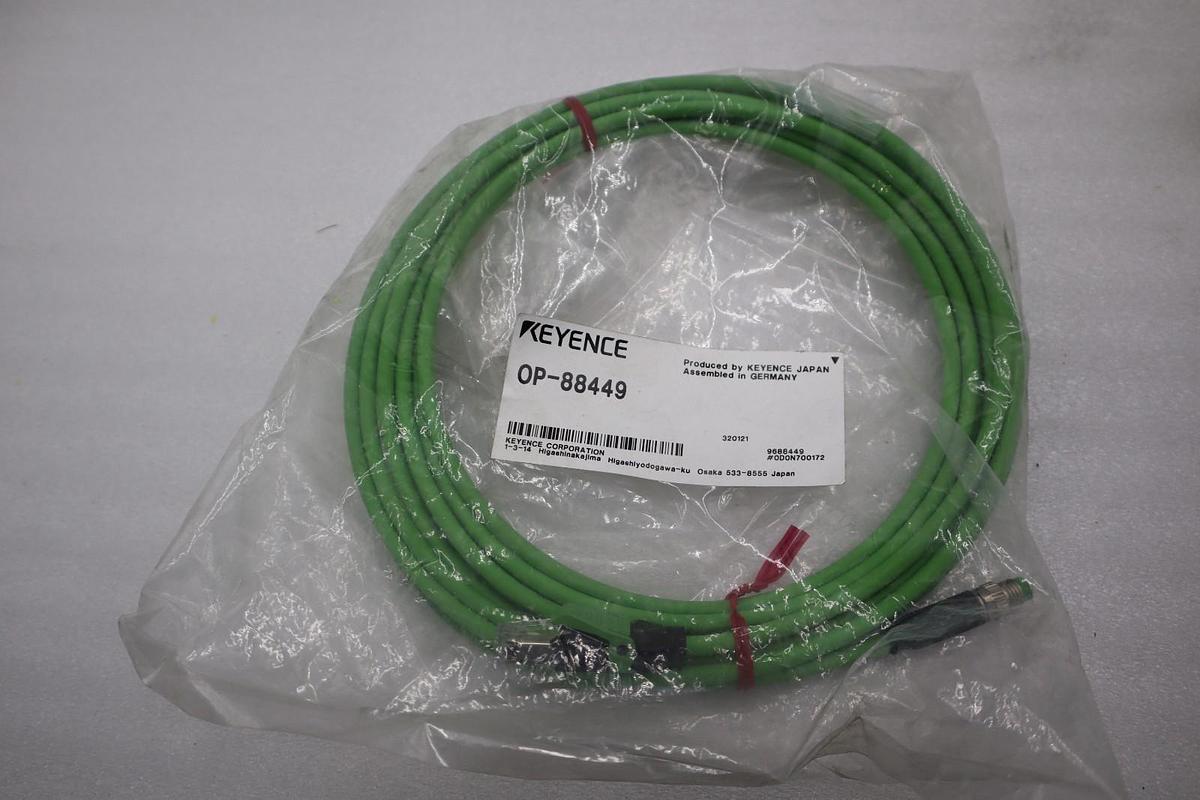 Keyence OP-88449 ETHERNET CABLE RJ45 M8 MALE 5 METER - NEW - STOCK 3145CC