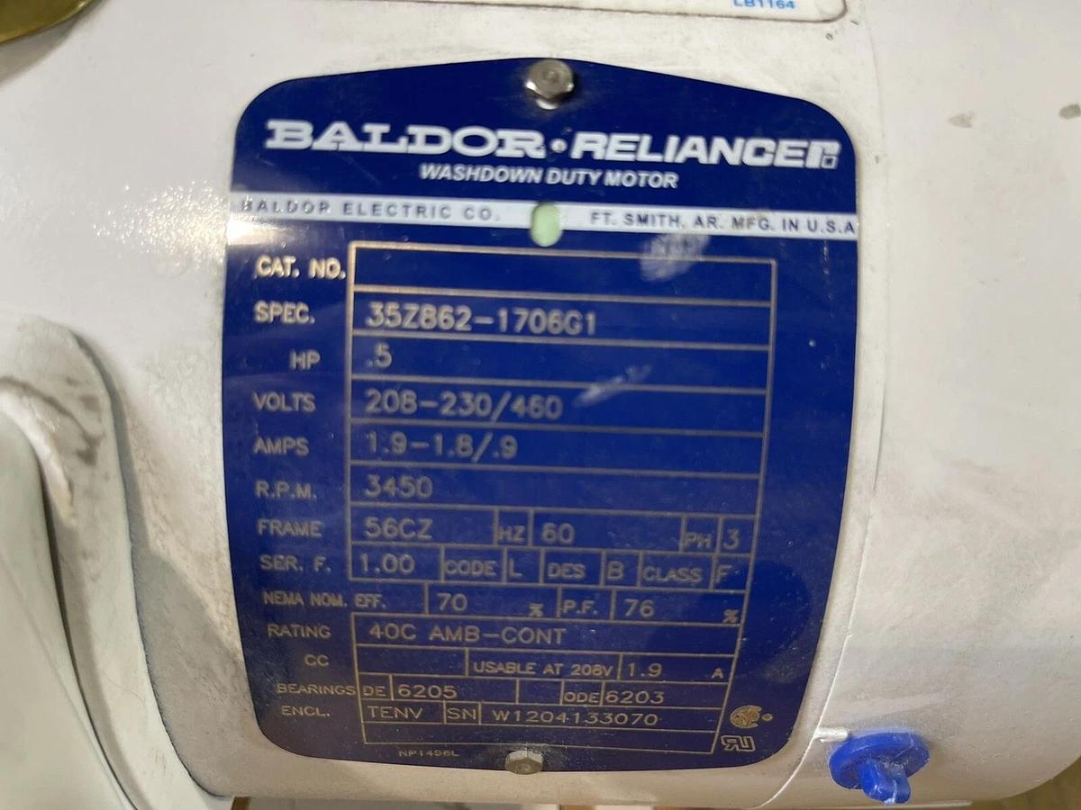 .5 HP BALDOR MOTOR SPEC 35Z862-1706G1 3450 RPM NEW MOTOR FRAME 56CZ S-65