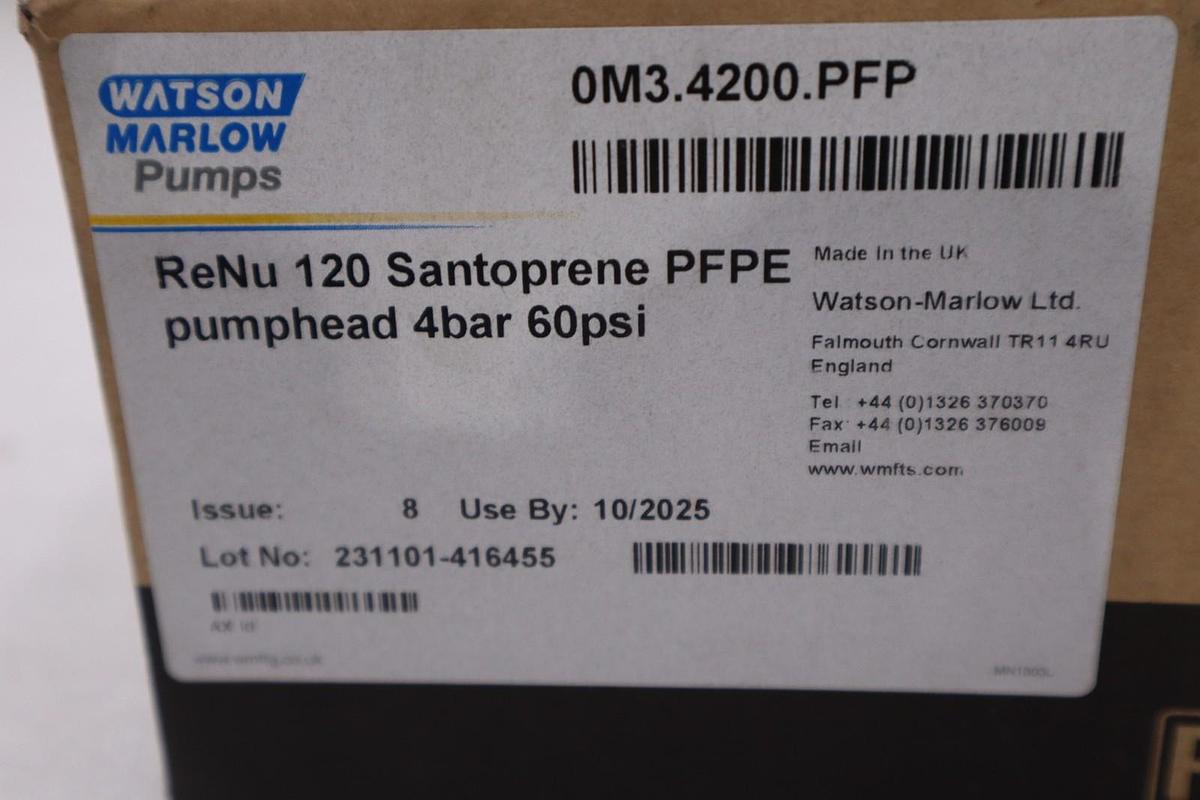 WATSON MARLOW PUMPS 0M3.4200.PFP 100PSI - NEW IN BOX - STOCK GF1122