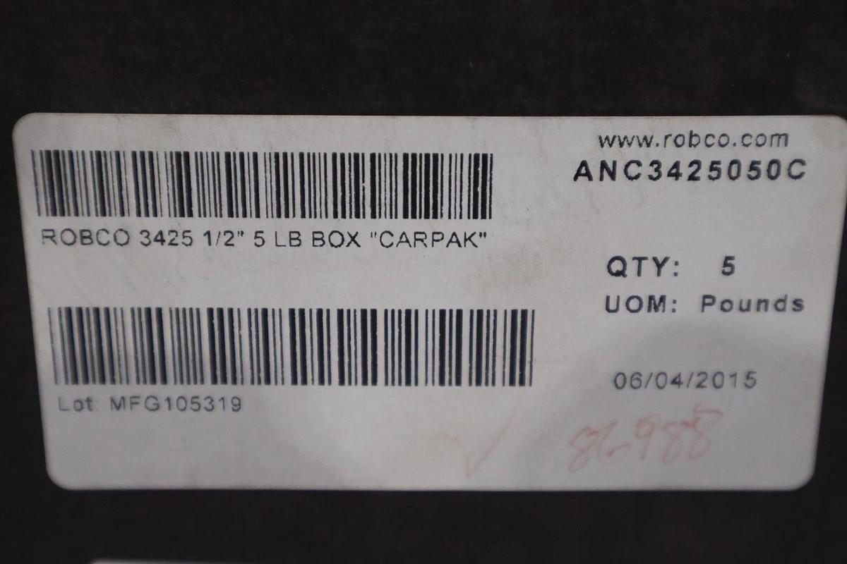 Used ROBCO ANC3425050C 3425 1/2" CARPAK 5 POUNDS - NEW IN BOX - STOCK GF855