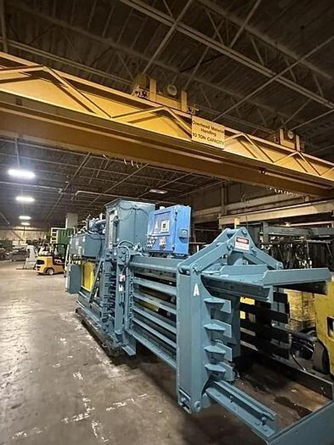 Used AMERICAN MODEL 12847 HORIZONTAL AUTO-TIE BALER WITH ALLEN BRADLEY CONTROLS 60 HP