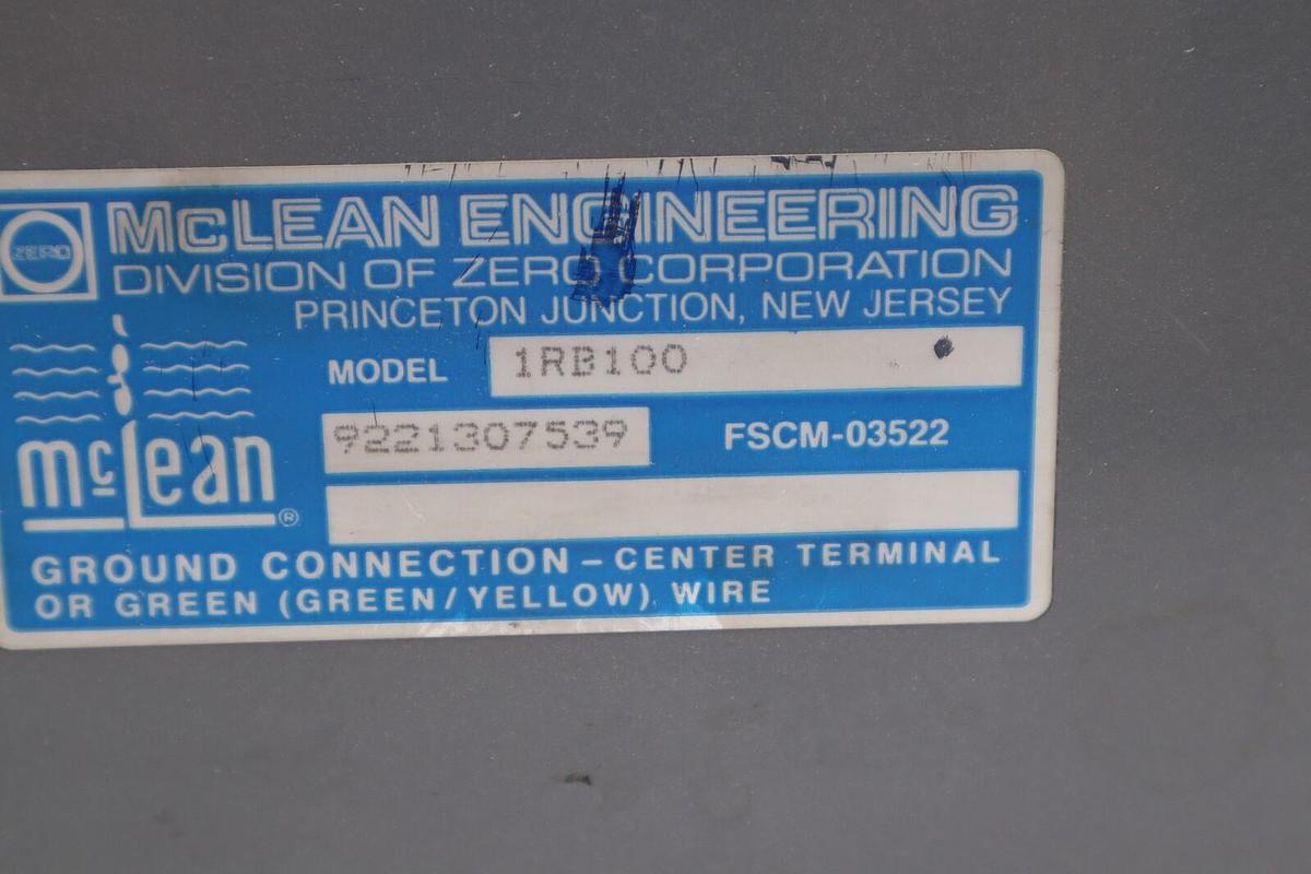 Used NEW Mclean 1RB100 Filter Box Fan 115V STOCK 2457