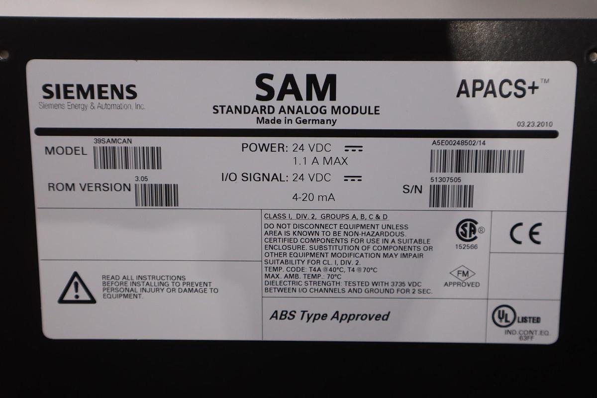 Used NEW OPEN BOX Siemens Sam 39SAMCAN Apacs+ Standard Analog Module STK GF1011