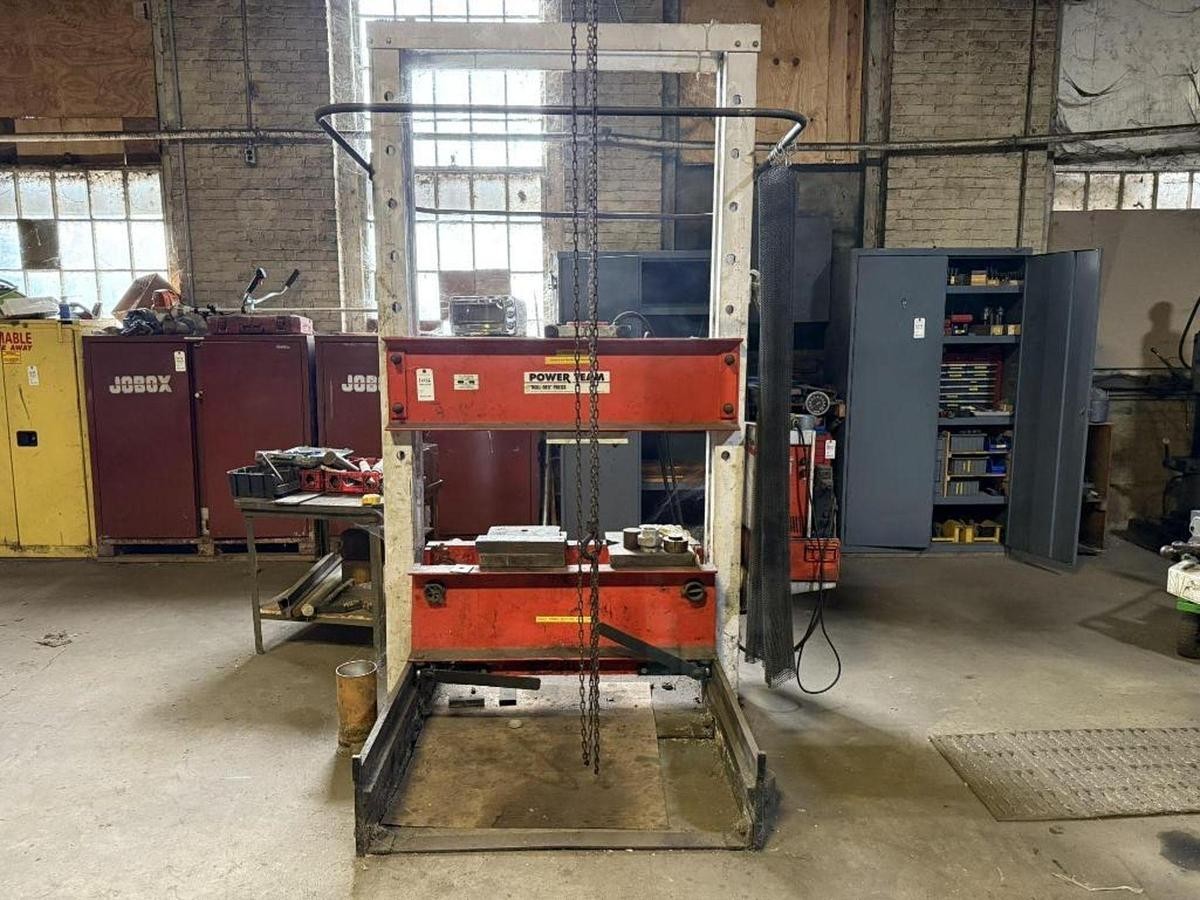 Used 80/100 TON PART NO. 210324(FRAME) POWER TEAM H-FRAME HYDRAULIC SHOP PRESS
