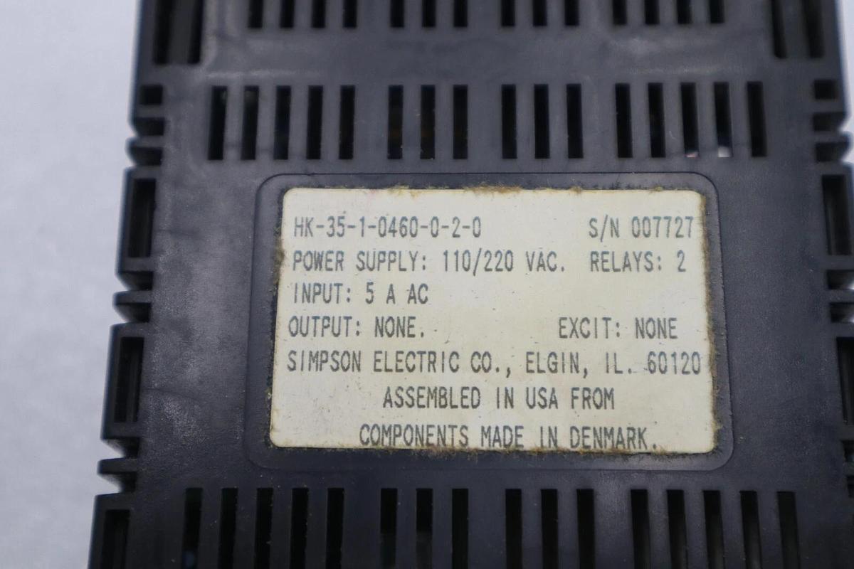 Used SIMPSON HK-35-1-0460-0-2-0 PANEL METER 5AAC RELAYS: 2 STOCK L-455C