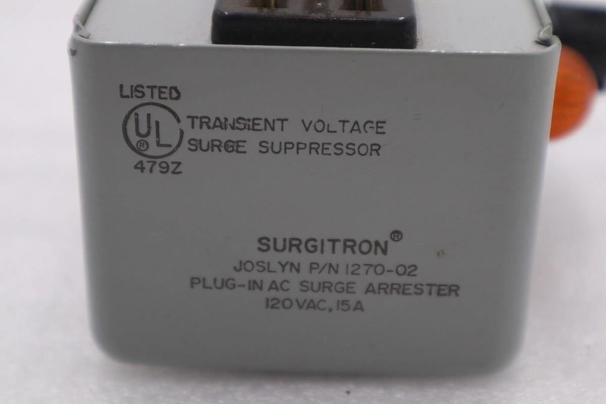 Used JOSLYN 1270-02 PLUG IN AC SURGE ARRESTER SURGITRON STOCK #K-3655