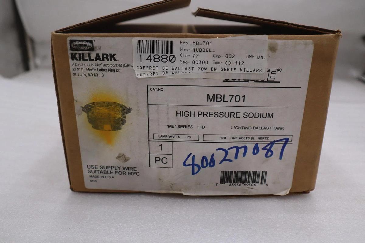 NEW OPEN BOX Killark MBL701 HID Fixture Ballast Tank STK GF958
