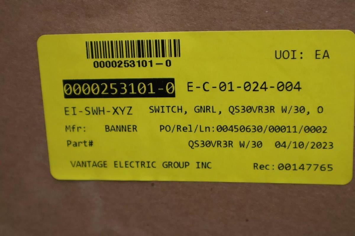 Used NEW Banner QS30VR3R W/30’ High Performance Long Range Sensor 73197 STOCK G27