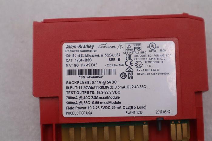 Used ALLEN BRADLEY 1734-IB8S / 1734IB8S (USED TESTED) 8 AVAILABLE SER B #K-3282