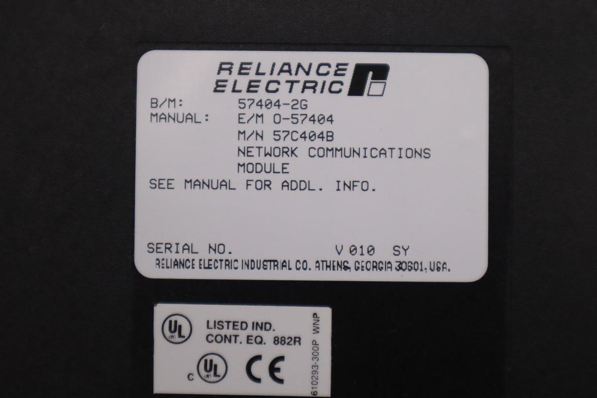 Reliance Electric 57404-2G/ 0-57404 NETWORK COMMUNICATIONS MODULE - STK 836B